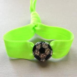 1 Rhinestone Soccer Ball Charm Bracelet-elastic..