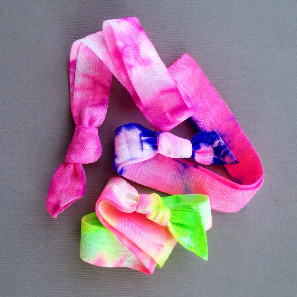 3 Cotton Candy Tie Dye Elastic Headbands by Elastic Hair Bandz on Etsy