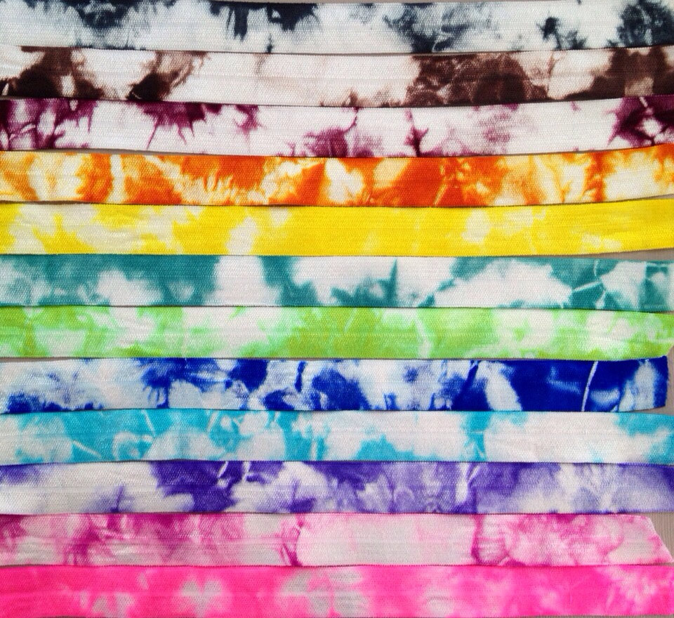 Tie Dye Fold Over Elastic By The Yard - Foe Elastic - 1 Yard By Elastic Hair Bandz On Etsy