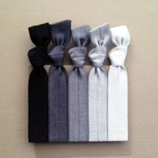 The Silver Black Ombre Hair Tie-ponytail Holder Collection - 5 Elastic Hair Ties By Elastic Hair Bandz On Etsy