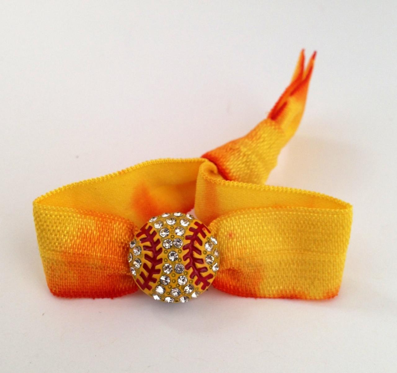 The Softball Hair Tie-bracelet - 1 Elastic Hair Tie W-softball Charm By Elastic Hair Bandz On Etsy