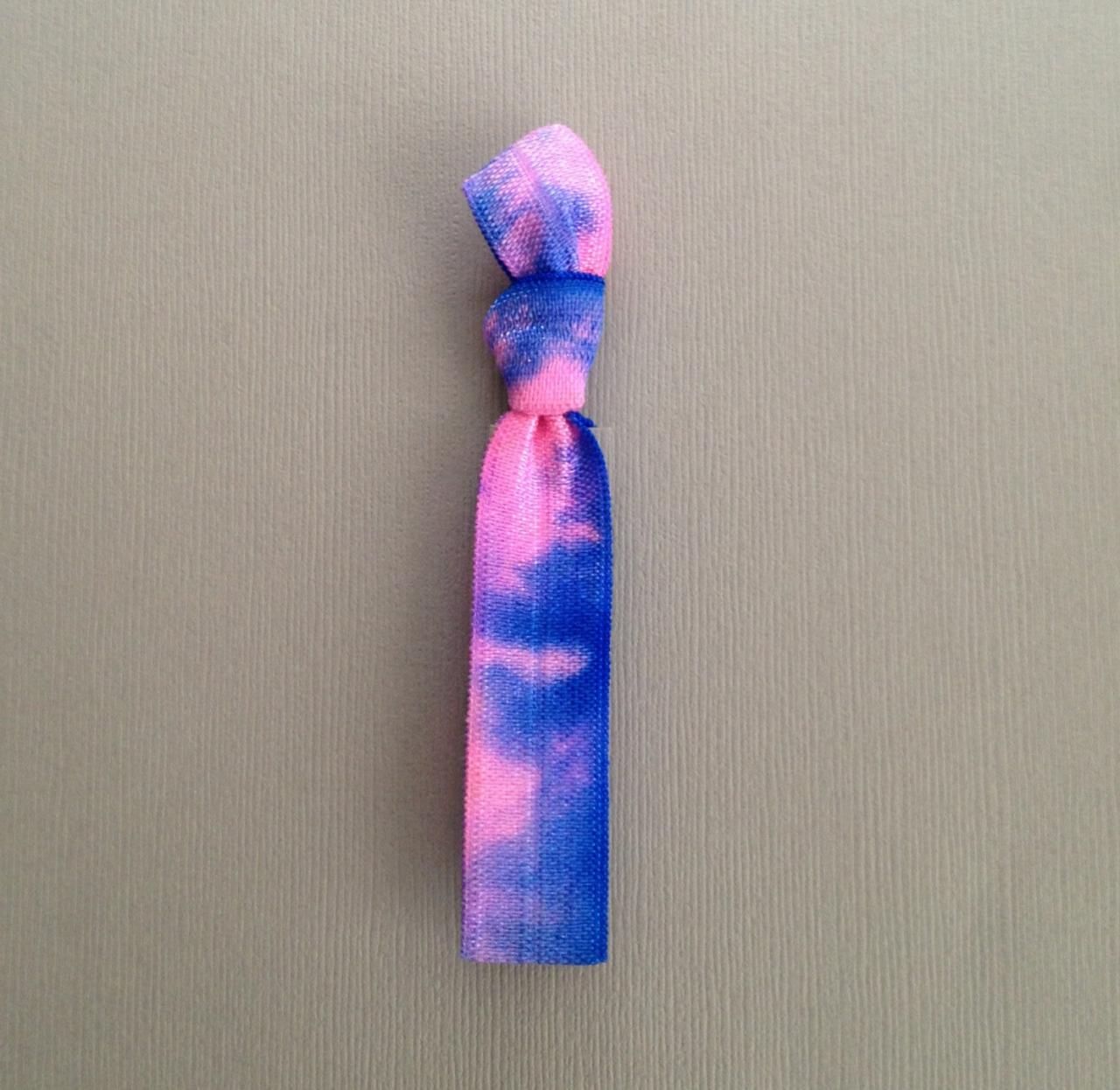 1 Pink-blue Tie Dye Hair Tie By Elastic Hair Bandz On Etsy