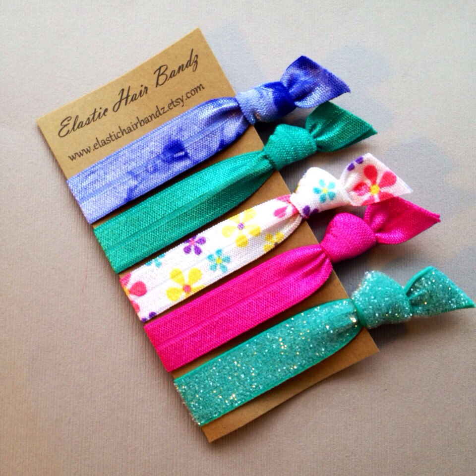 The Brittany Hair Tie Collection - 5 Elastic Hair Ties By Elastic Hair Bandz On Etsy